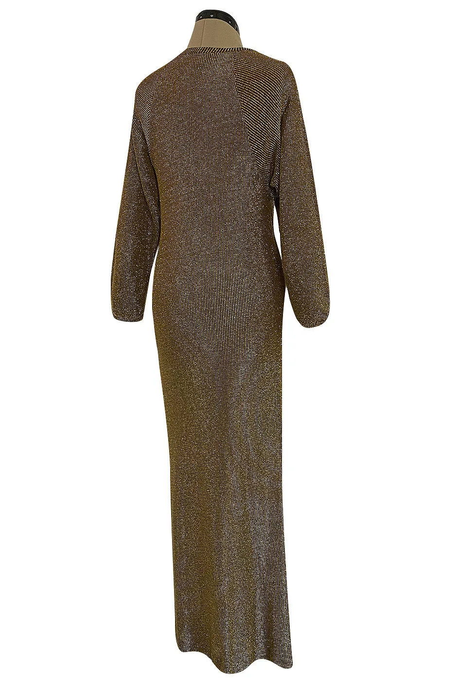 1980s Bill Blass Easy Fitting Gold Lurex Knit American Sportswear Chic Feeling Dress