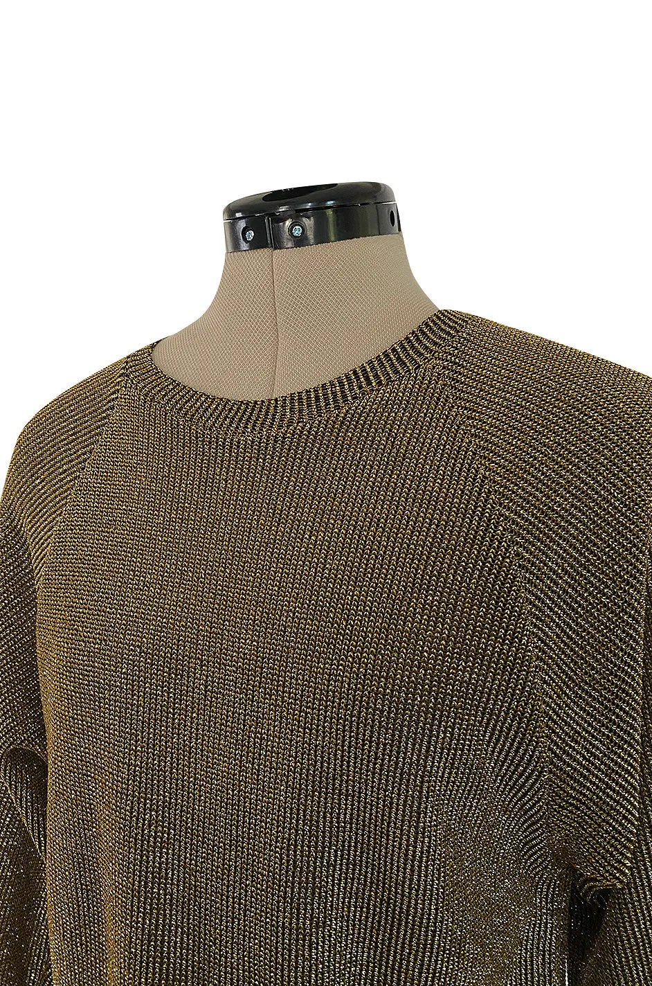 1980s Bill Blass Easy Fitting Gold Lurex Knit American Sportswear Chic Feeling Dress