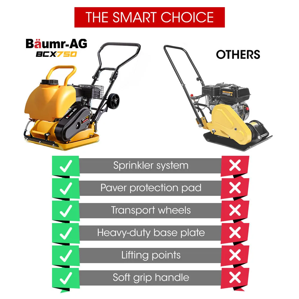 6.5HP Plate Compactor 420x540mm, Sprinkler, Paver Pad - Baumr-AG