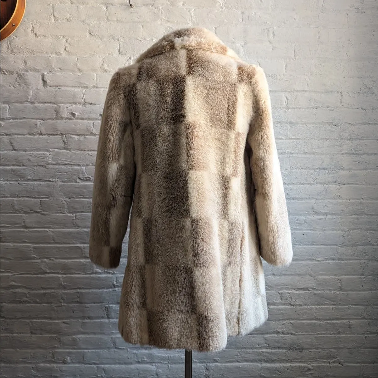 70s Vintage Patchwork Vegan Fur Coat Shaggy Retro Mob Wife Penny Lane Jacket
