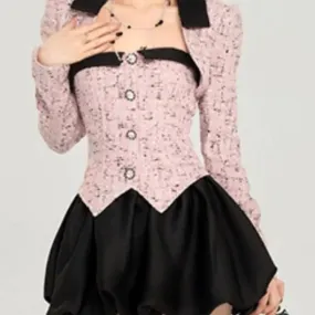 Aiertu - Elegant Snowfall Cafe Chocolate Box Dress and Cardigan Complete Set Dark Academia Kawaii Academia Y2K Cottagecore Coquette Fairycore Dollette Princesscore