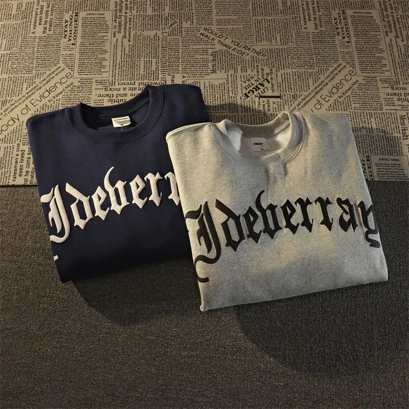 American street O-neck shirt for men's spring autumn loose grunge hip-hop big velvet thick coat high street unisex sweatshirt