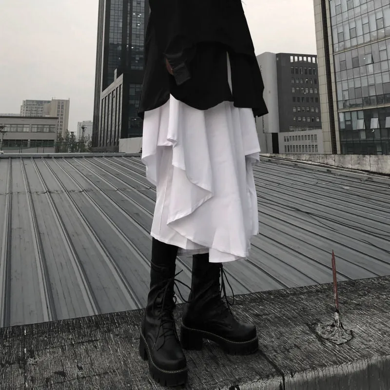 Asymmetric Maxi Skirt With Ruffles