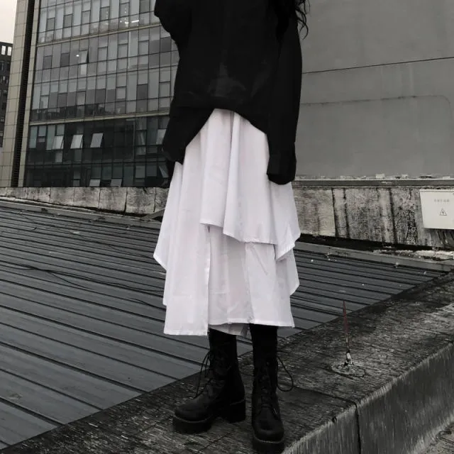 Asymmetric Maxi Skirt With Ruffles