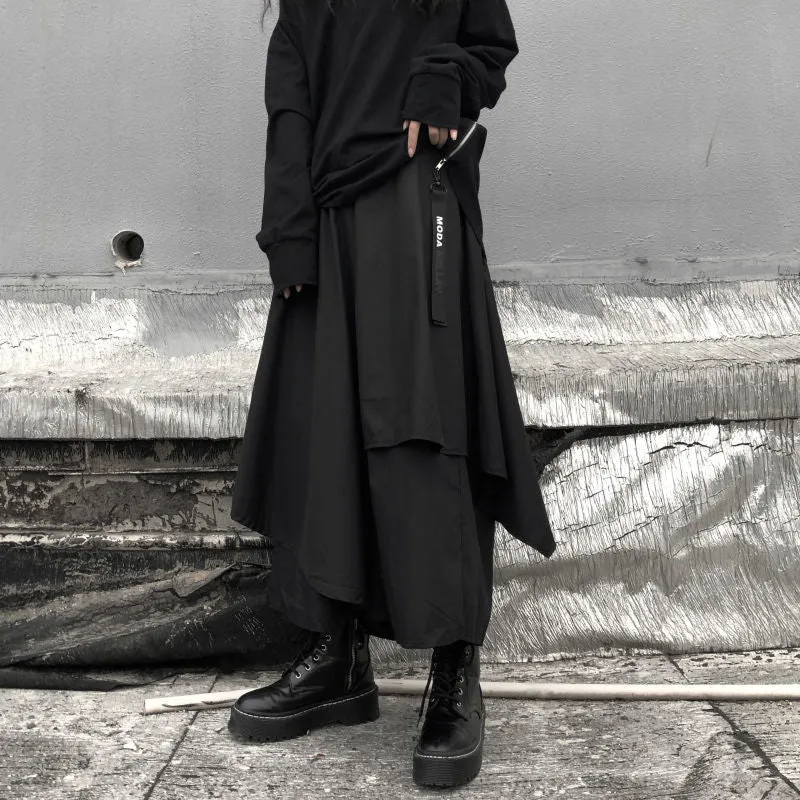 Asymmetric Maxi Skirt With Ruffles