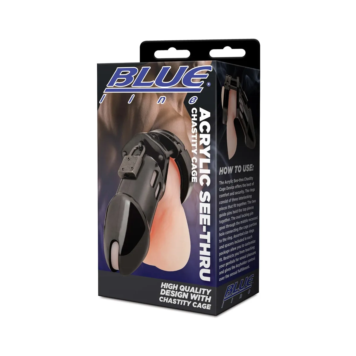 Blue Line Acrylic See Thru Chastity Cage Black