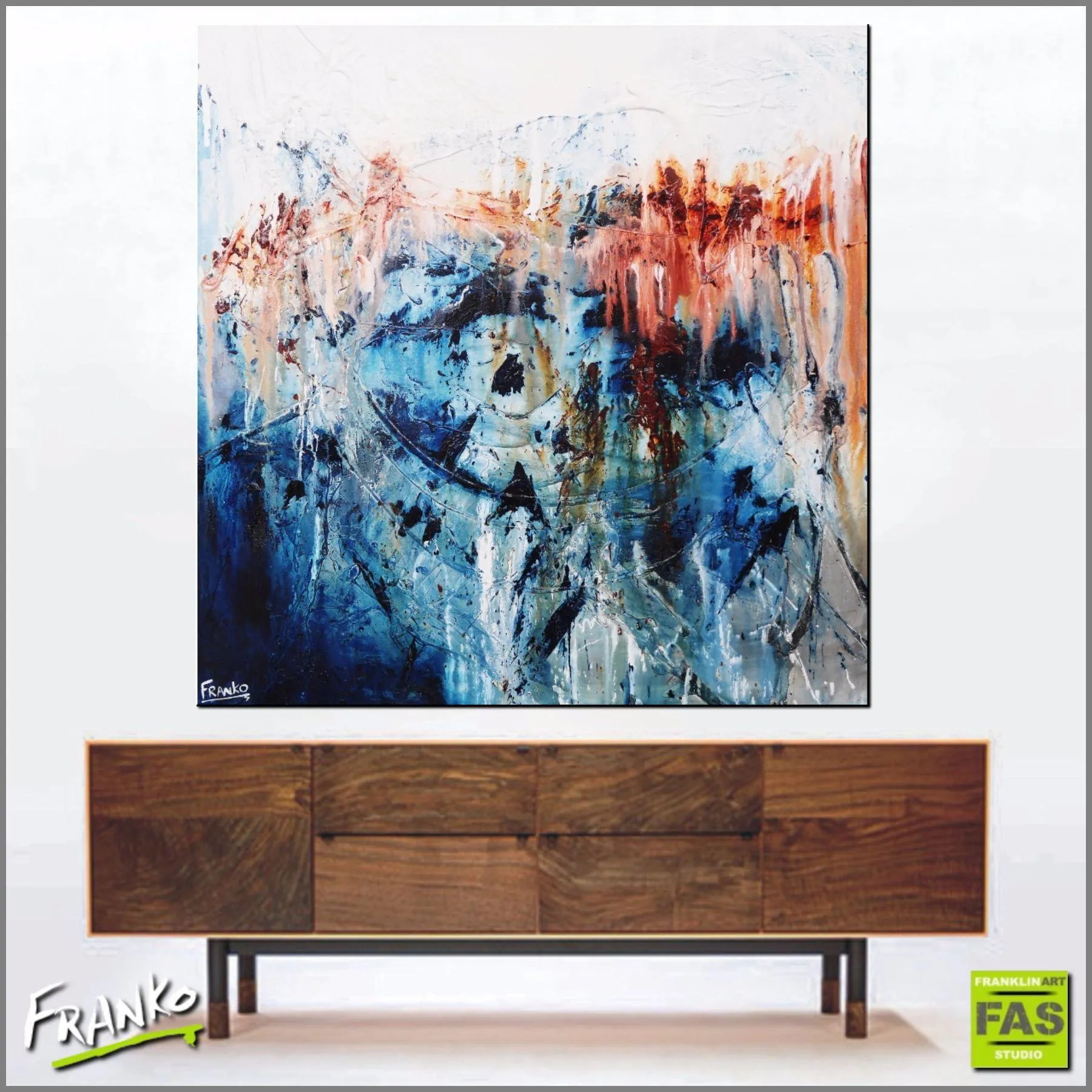 Blue Madder 120cm x 120cm Blue Abstract Painting (SOLD)