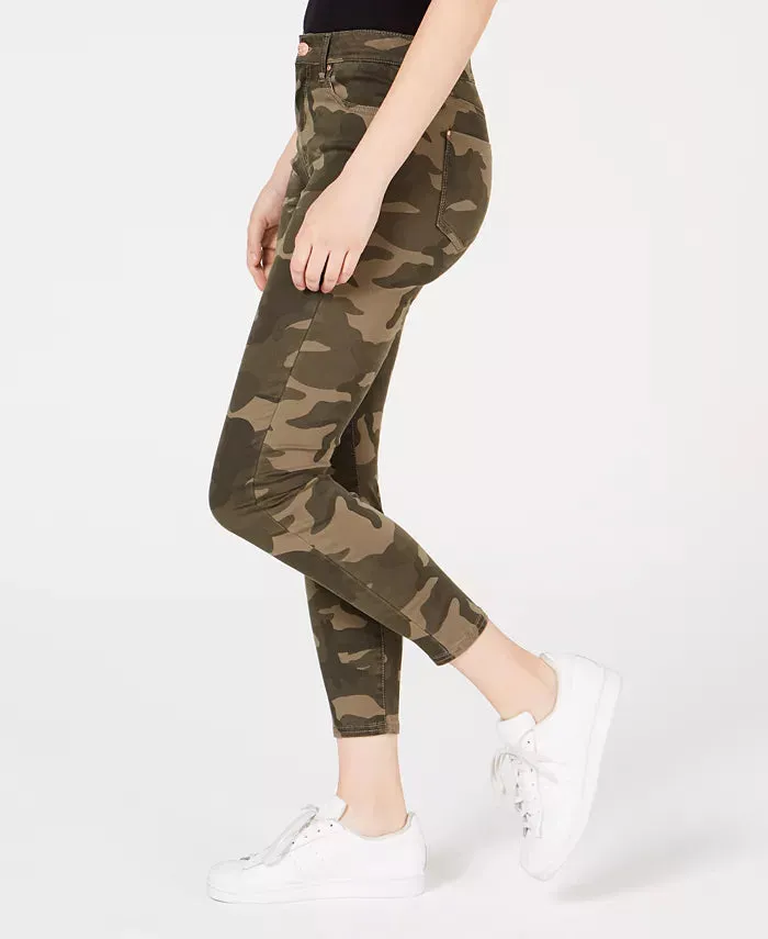 Celebrity Pink Juniors' Camo-Print High-Rise Skinny Jeans Med Green Size 3