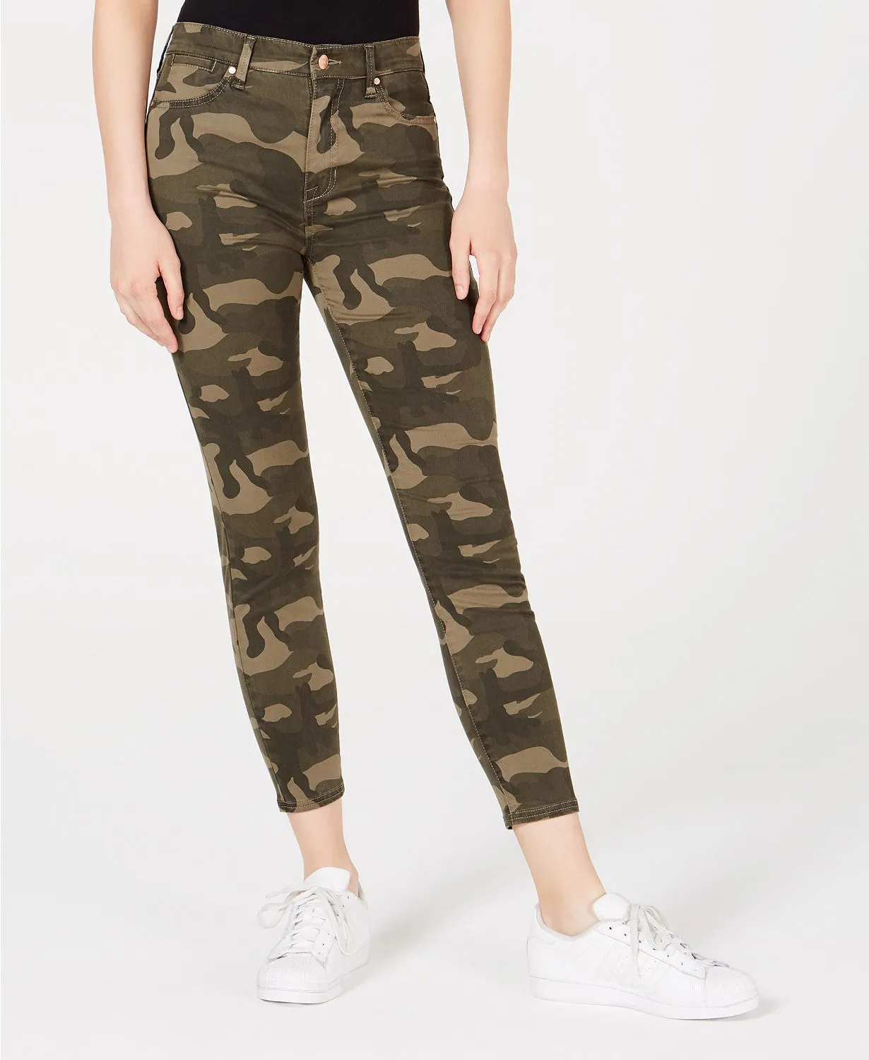 Celebrity Pink Juniors' Camo-Print High-Rise Skinny Jeans Med Green Size 3