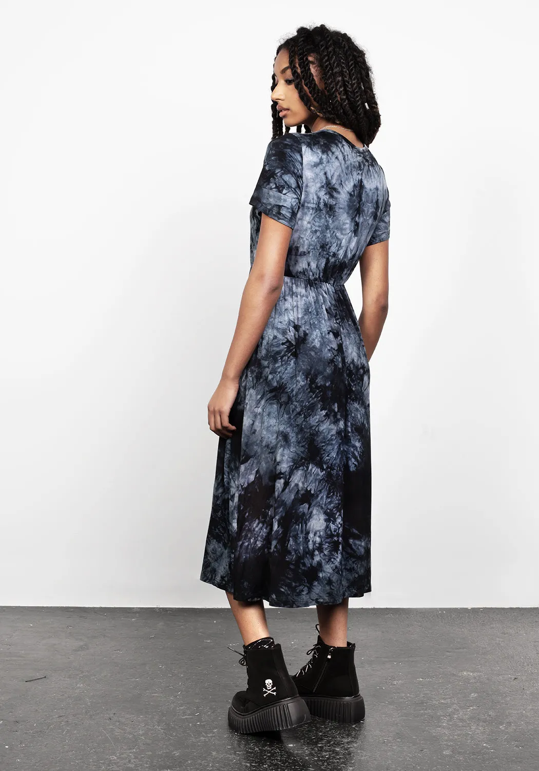 DRACONIC TIE DYE MIDI SKATER DRESS