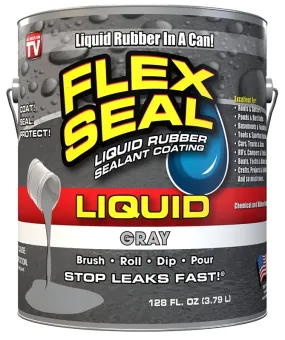 Flex Seal LFSGRYR01 Rubberized Coating, Gray, 1 gal, Can :GAL: QUANTITY: 1