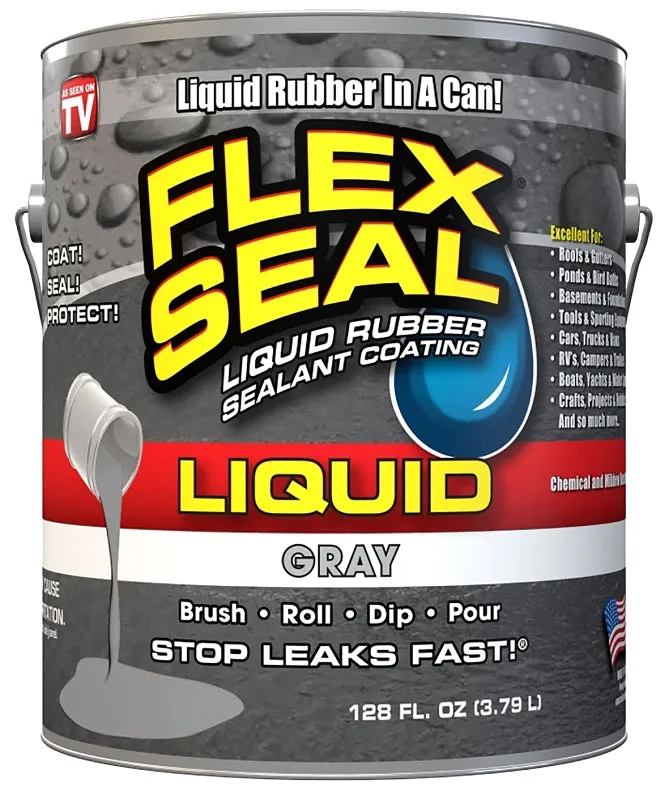 Flex Seal LFSGRYR01 Rubberized Coating, Gray, 1 gal, Can :GAL: QUANTITY: 1