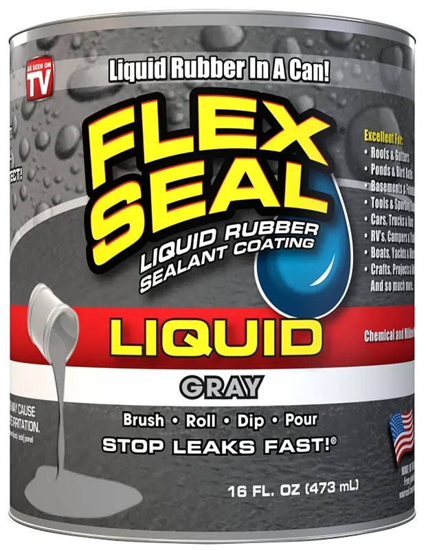 Flex Seal LFSGRYR16 Rubberized Coating, Gray, 16 oz, Can :PINT: QUANTITY: 1