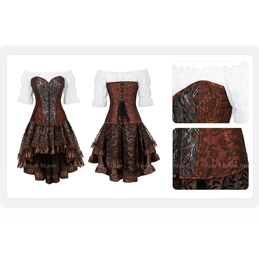 Funki Buys | Dresses | Women's Steampunk Top Corset Skirt Set