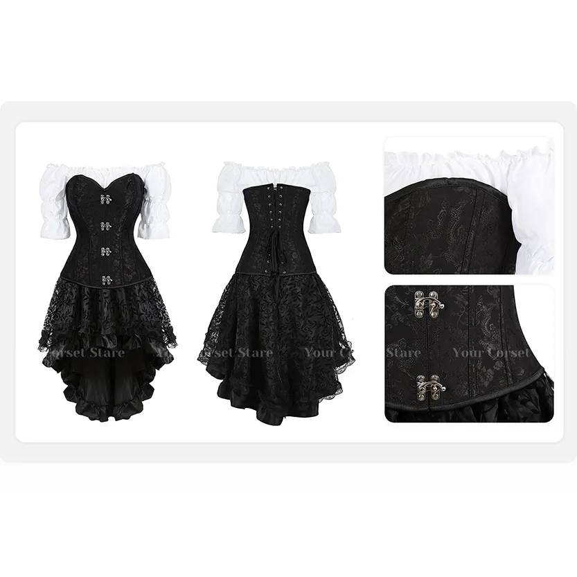 Funki Buys | Dresses | Women's Steampunk Top Corset Skirt Set