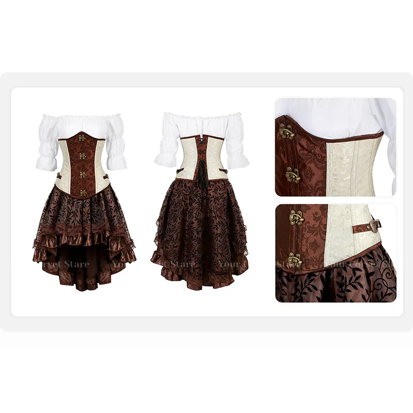 Funki Buys | Dresses | Women's Steampunk Top Corset Skirt Set