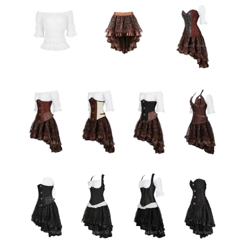 Funki Buys | Dresses | Women's Steampunk Top Corset Skirt Set