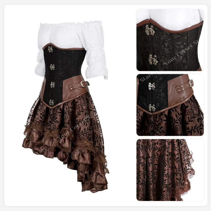 Funki Buys | Dresses | Women's Steampunk Top Corset Skirt Set