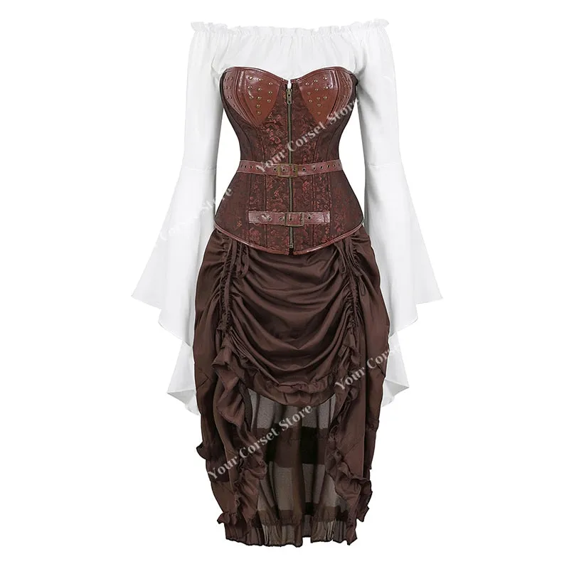 Funki Buys | Dresses | Women's Steampunk Top Corset Skirt Set