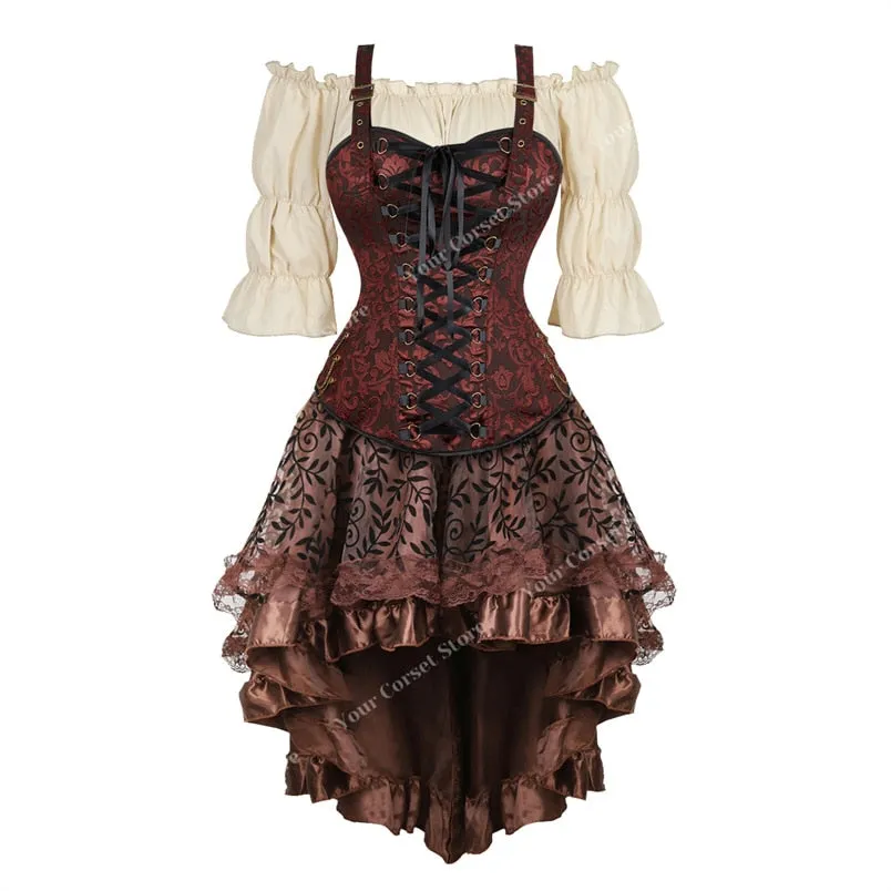 Funki Buys | Dresses | Women's Steampunk Top Corset Skirt Set