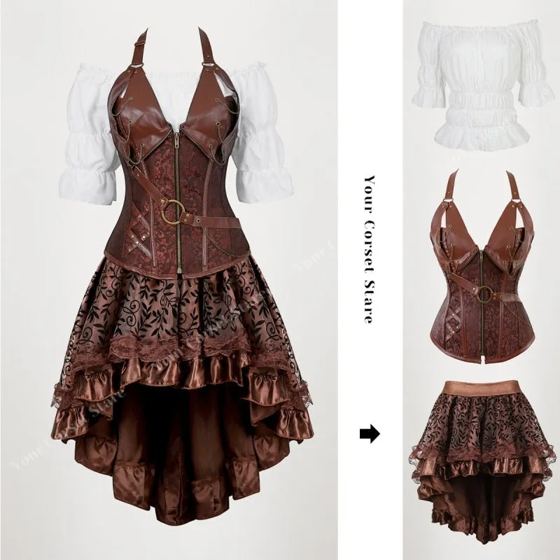 Funki Buys | Dresses | Women's Steampunk Top Corset Skirt Set
