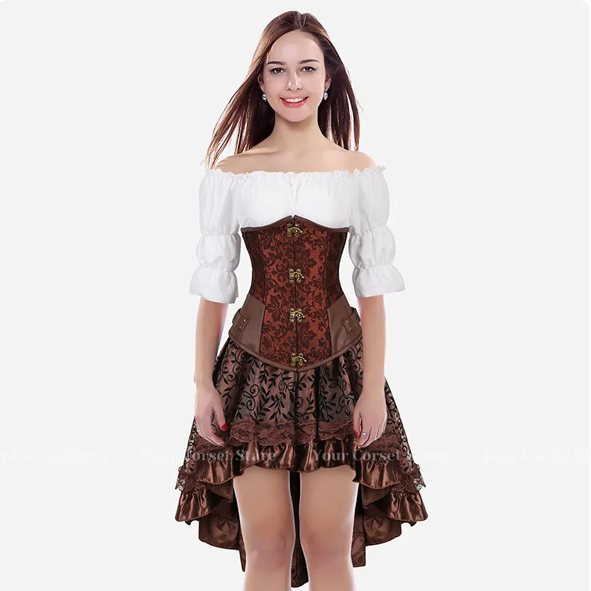 Funki Buys | Dresses | Women's Steampunk Top Corset Skirt Set