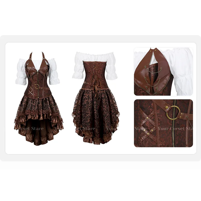 Funki Buys | Dresses | Women's Steampunk Top Corset Skirt Set