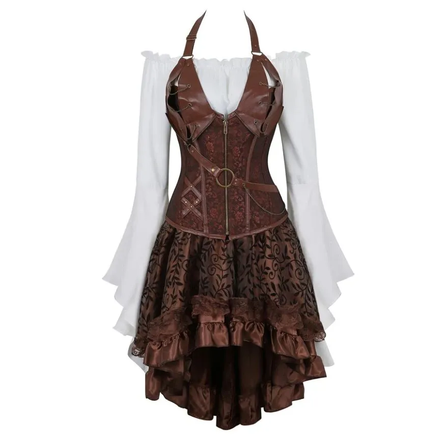 Funki Buys | Dresses | Women's Steampunk Top Corset Skirt Set