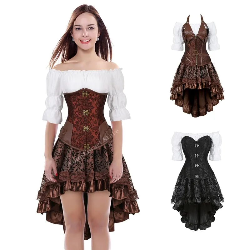 Funki Buys | Dresses | Women's Steampunk Top Corset Skirt Set