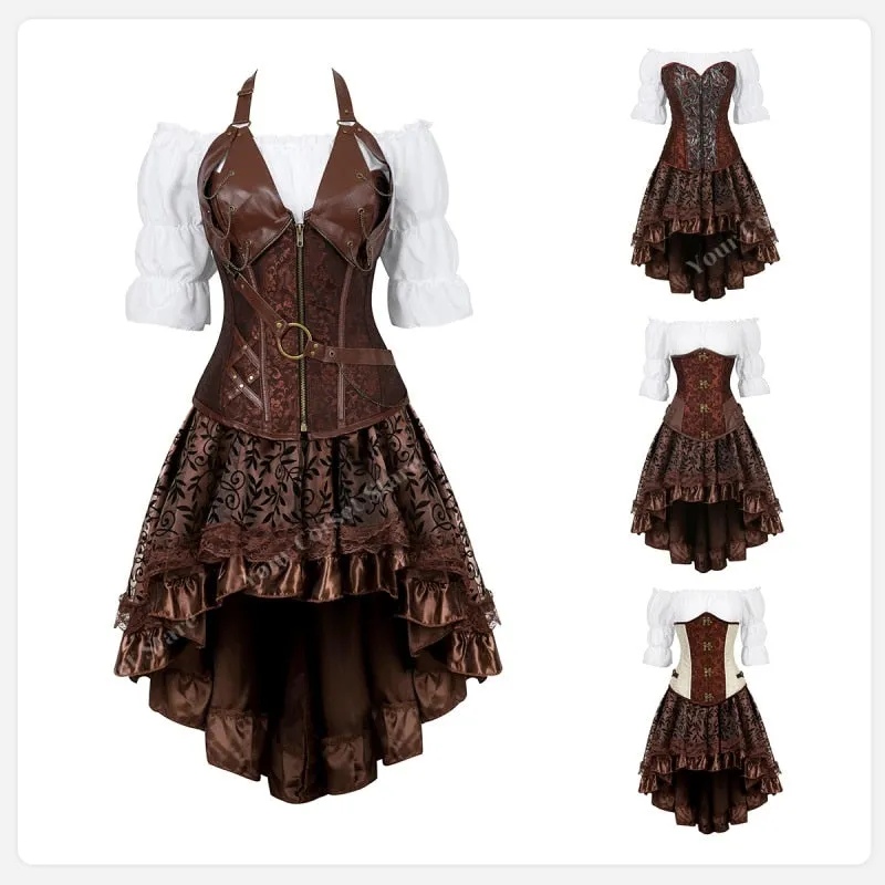 Funki Buys | Dresses | Women's Steampunk Top Corset Skirt Set