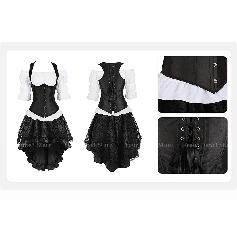 Funki Buys | Dresses | Women's Steampunk Top Corset Skirt Set