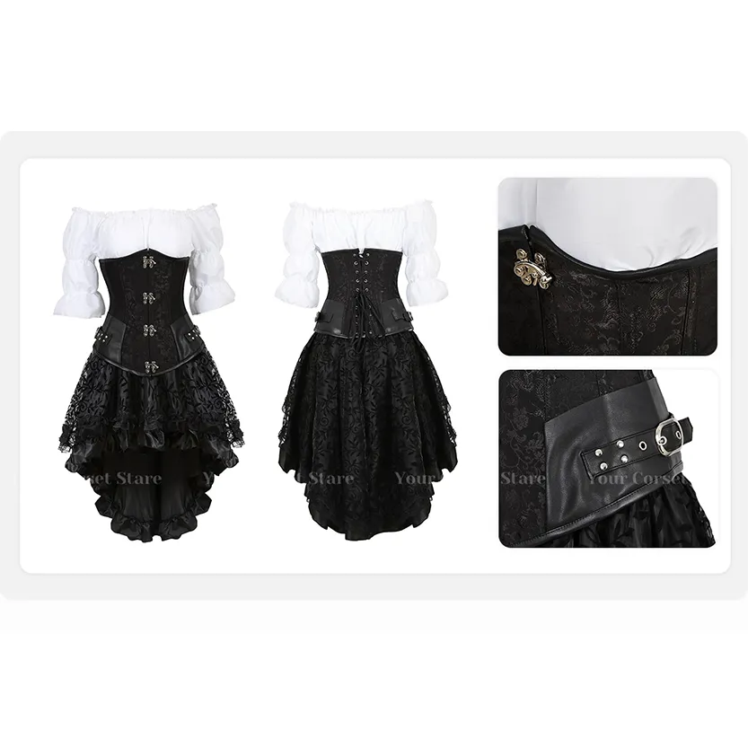 Funki Buys | Dresses | Women's Steampunk Top Corset Skirt Set