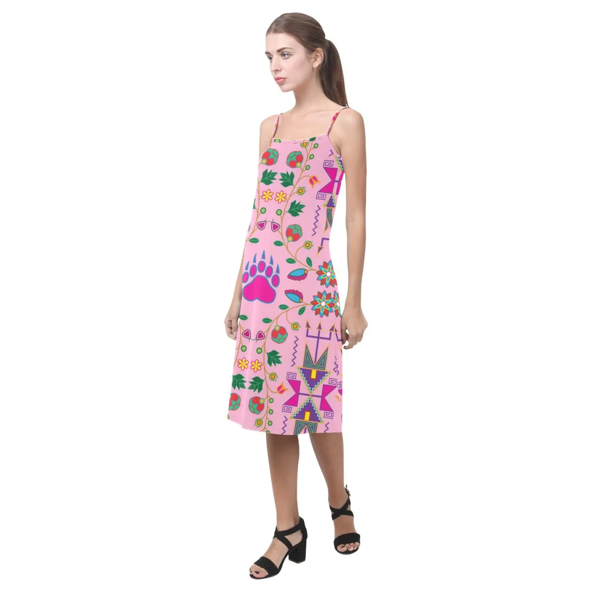 Geometric Floral Fall - Sunset Alcestis Slip Dress