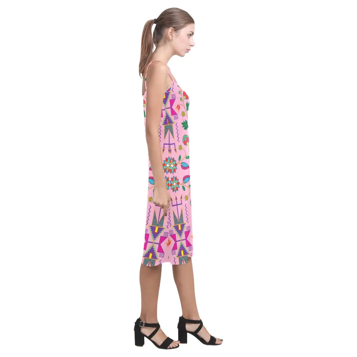 Geometric Floral Fall - Sunset Alcestis Slip Dress