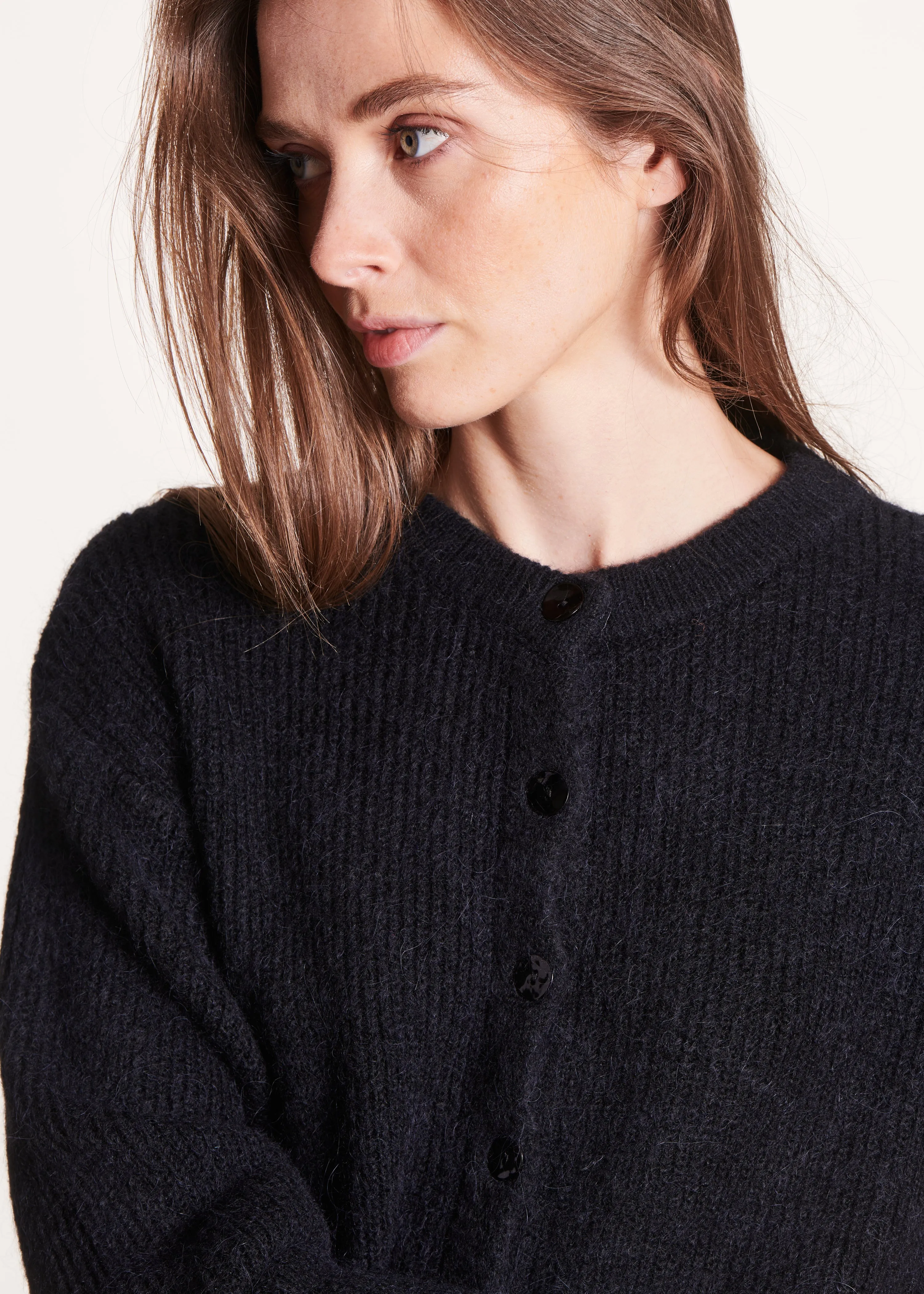 Gilet noir ample à côtes