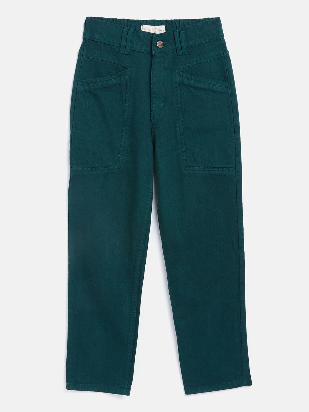 Girls Green Front Pocket Straight Jeans - Lyush Kids