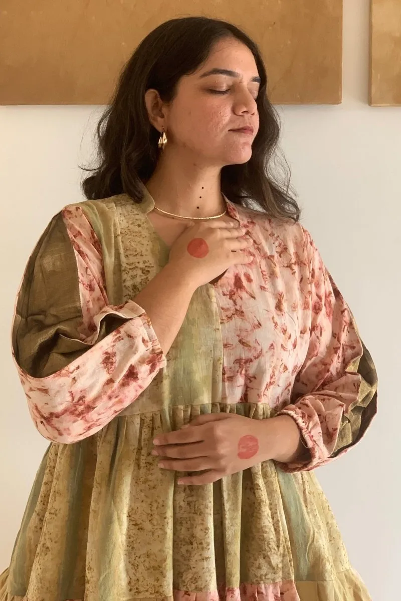 Glitzy Naturally Dyed Handcrafted Organic Cotton Tiered Dress