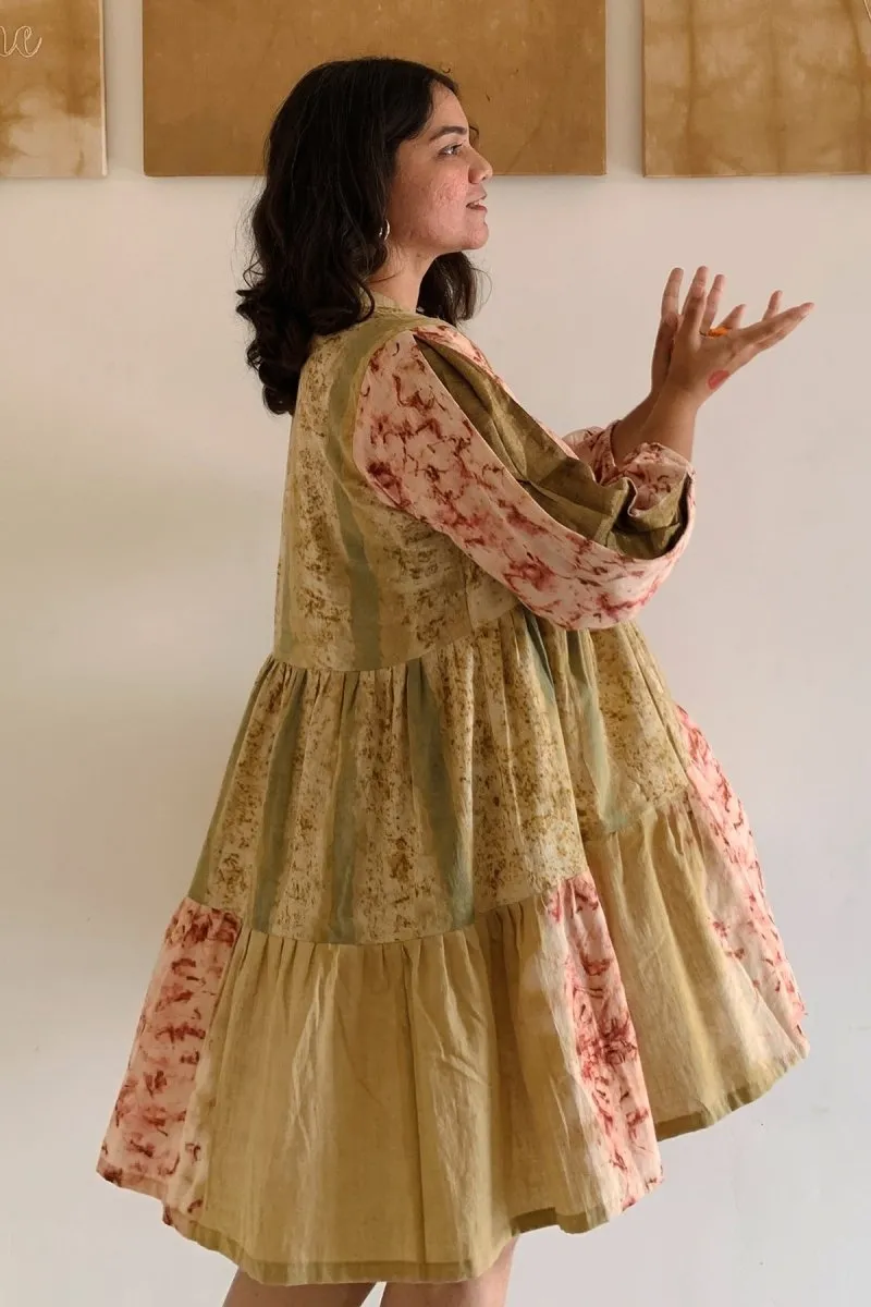 Glitzy Naturally Dyed Handcrafted Organic Cotton Tiered Dress