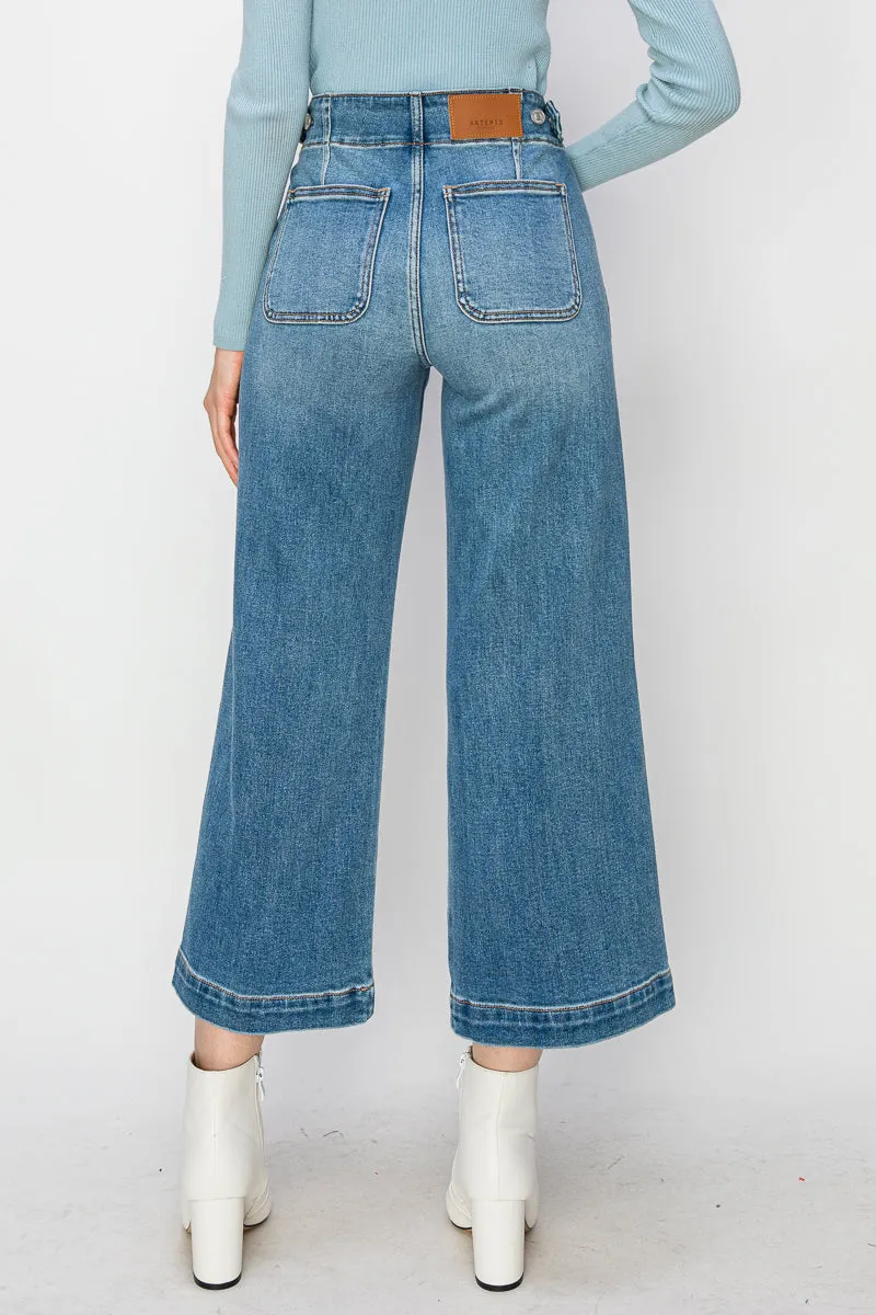 High Rise Crop Wide Jeans