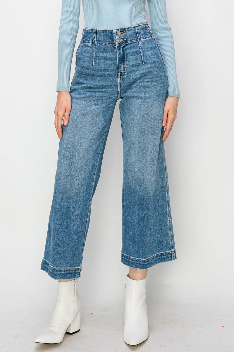 High Rise Crop Wide Jeans