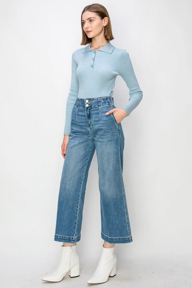 High Rise Crop Wide Jeans