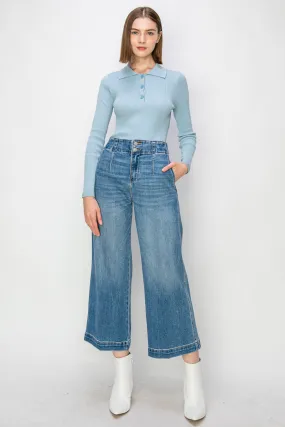 High Rise Crop Wide Jeans