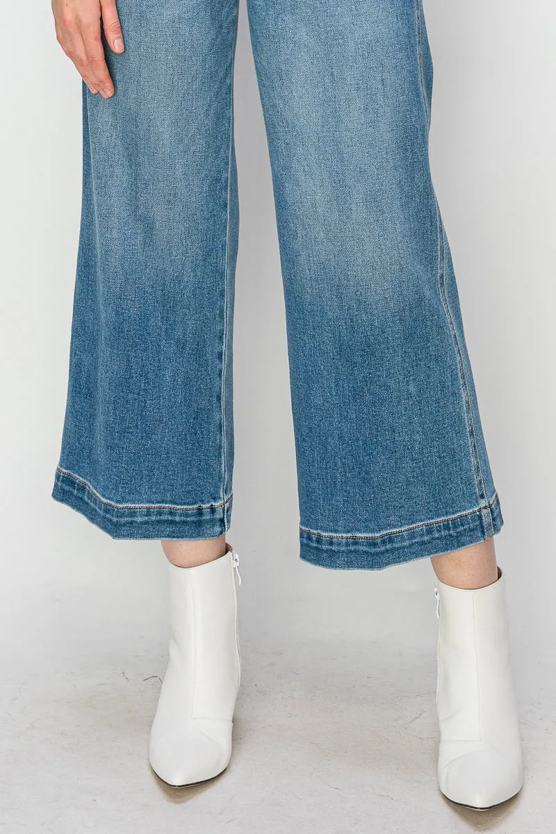 High Rise Crop Wide Jeans