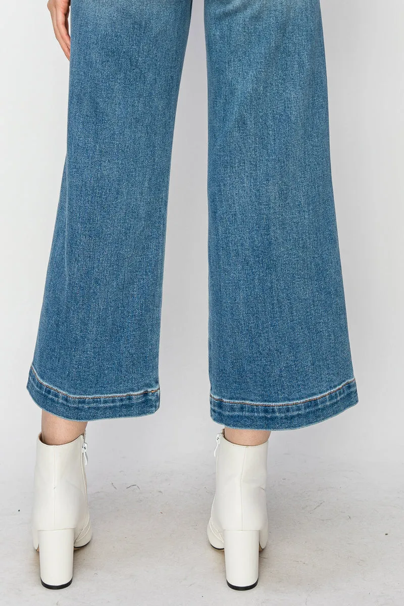 High Rise Crop Wide Jeans