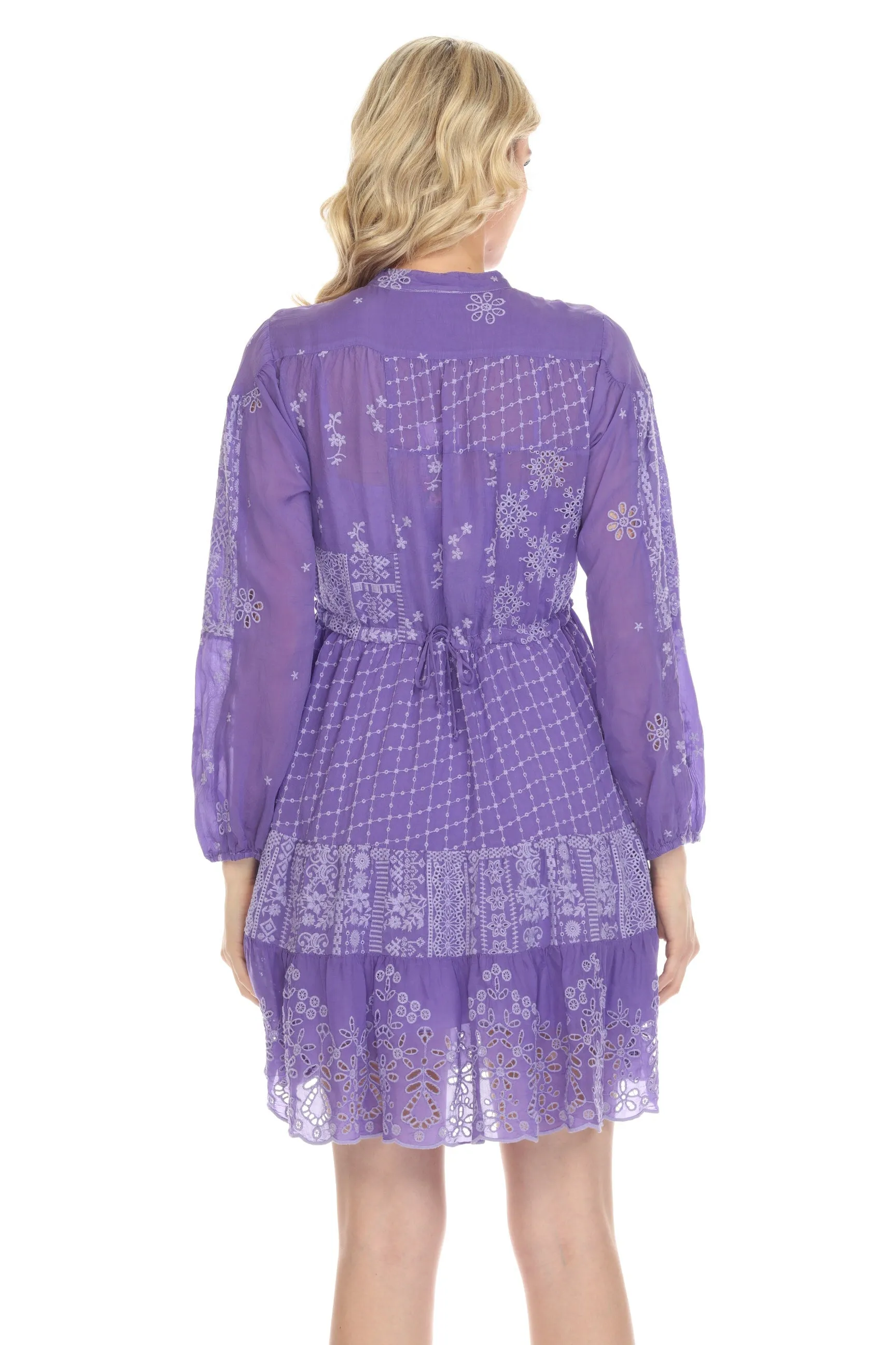 Johnny Was Lexan Embroidered Button-Down Slip Dress Boho Chic C35022