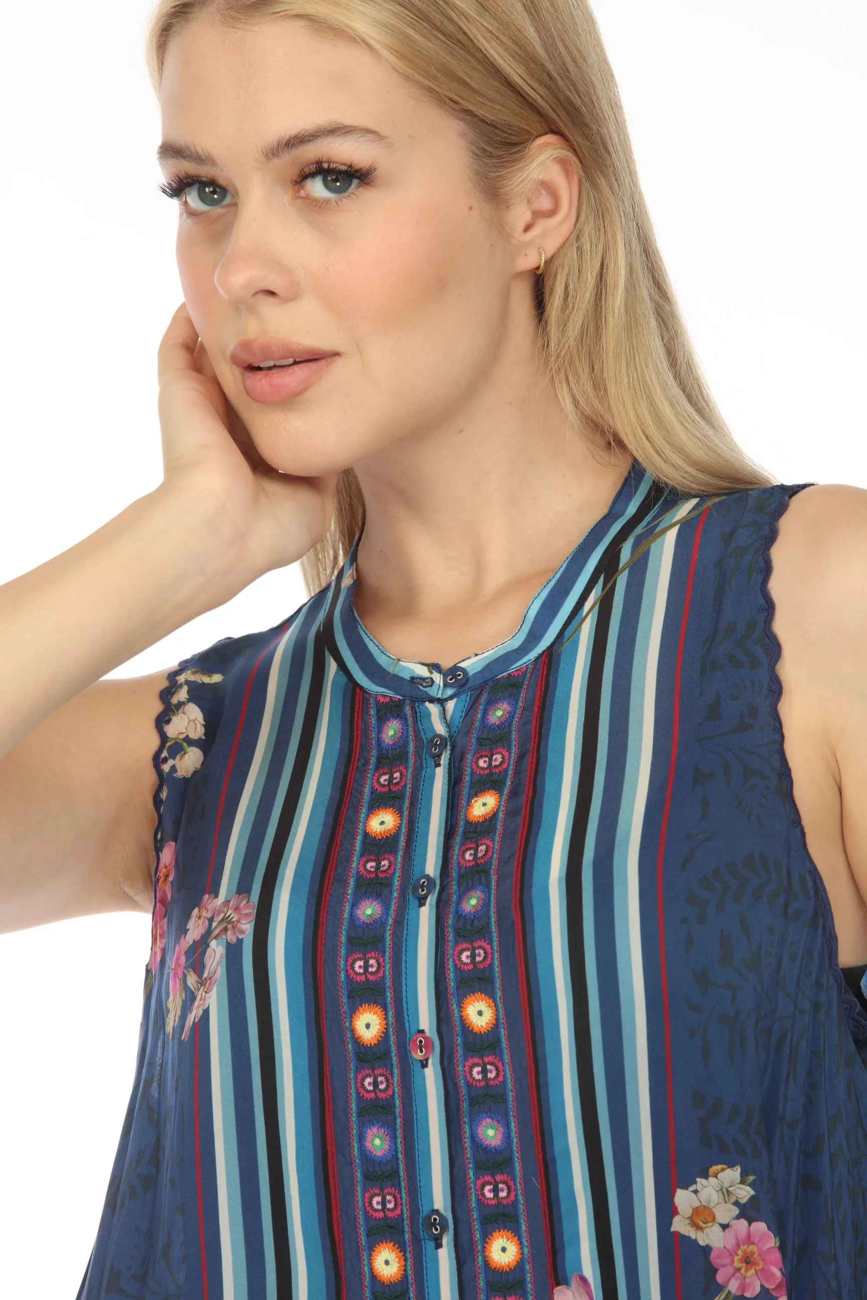 Johnny Was Willowa Kirra Floral Sleeveless Slip Dress Boho Chic C39422A3