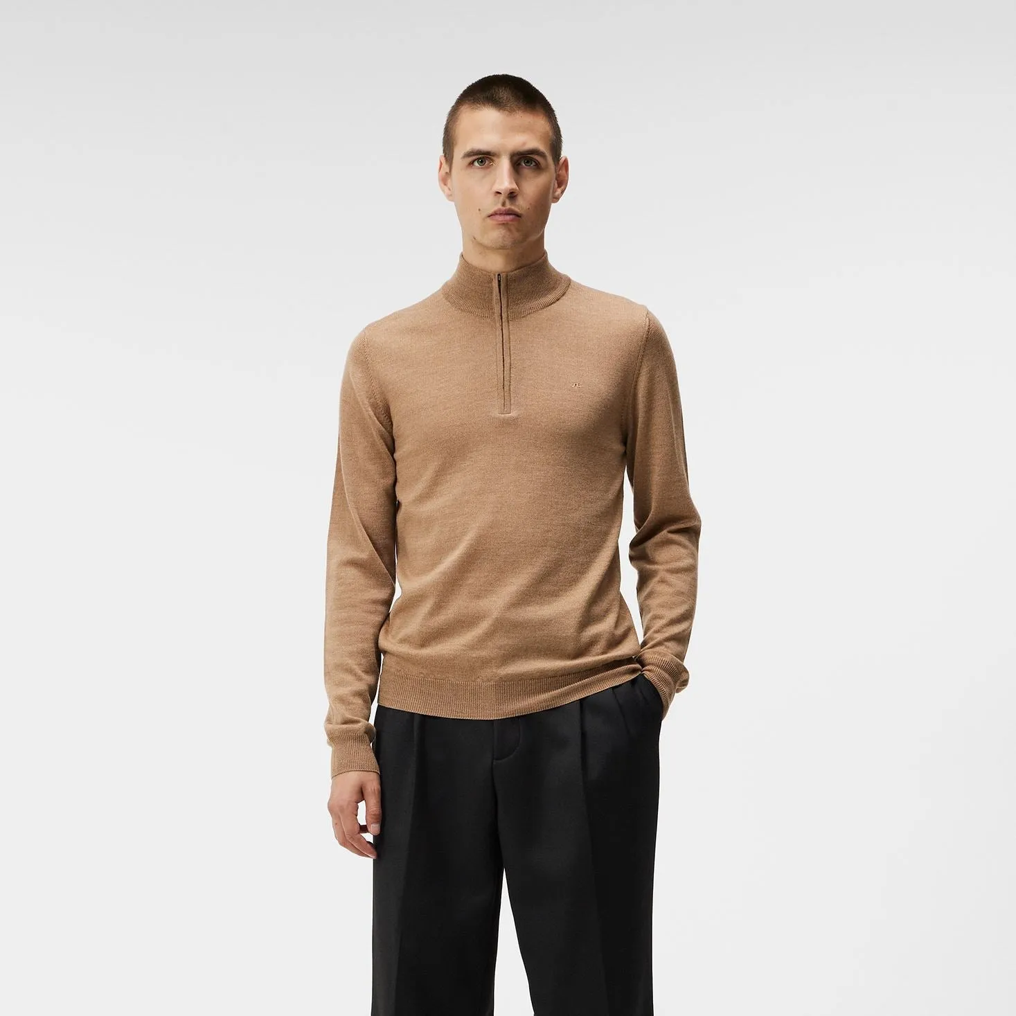 Kiyan Quarter Zip Sweater Chipmunk Melange - AW23