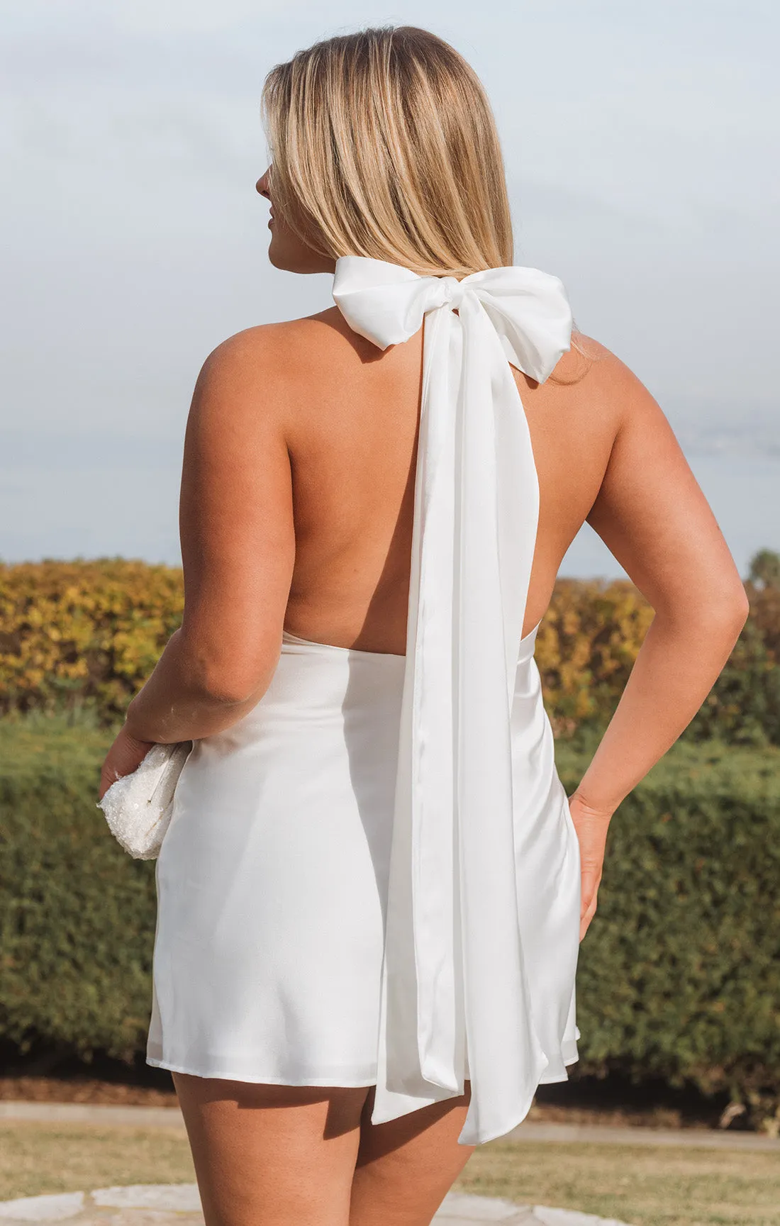 Lisa Mini Dress ~ Ivory Luxe Satin
