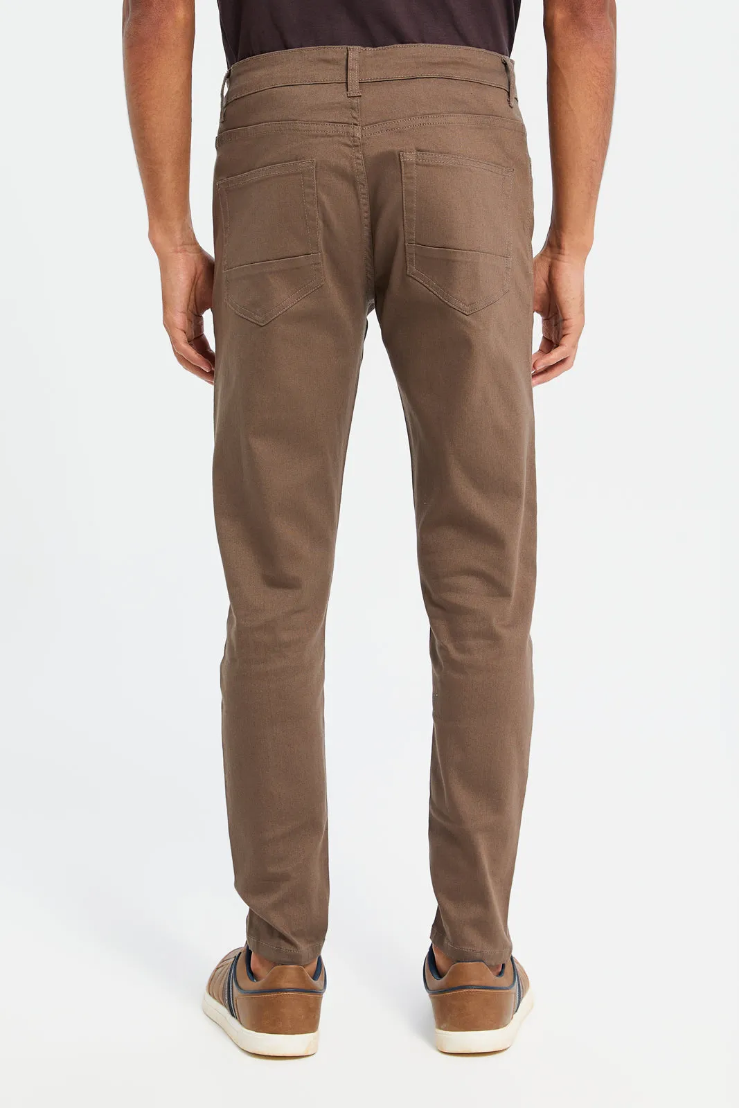 Men Beige 5-Pocket Stretch Denim Jeans