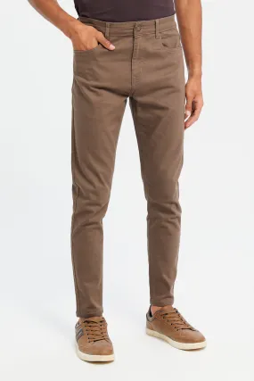 Men Beige 5-Pocket Stretch Denim Jeans